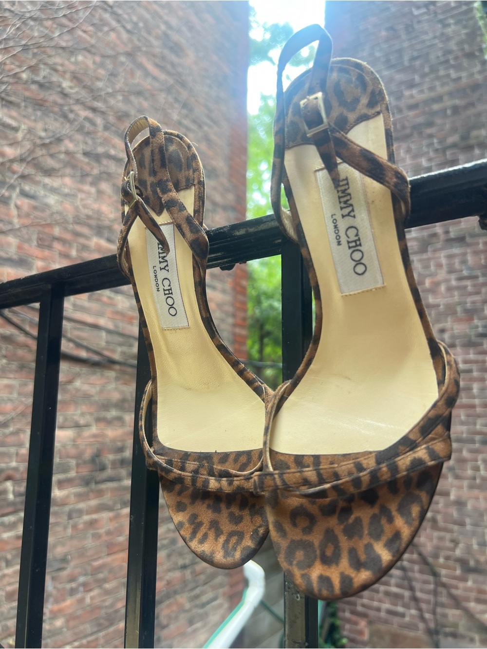 Jimmy Choo Leopard Print Slingback Heels - Brown/Black